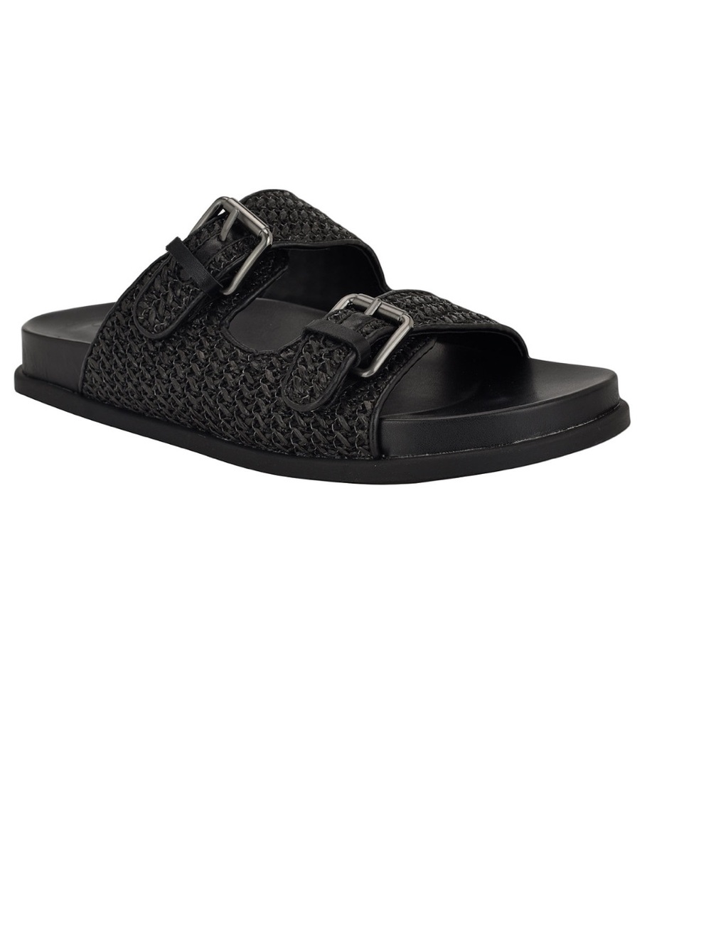 Calvin Klein Womens Size 7 vibe Black saffiano slip on slide sandals